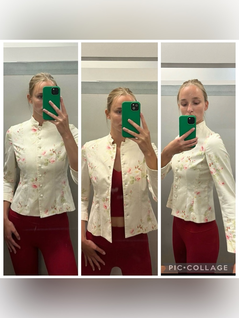 Vtg LAUREN Ralph Lauren White Romantic Rose Cotton Button Down Jacket S